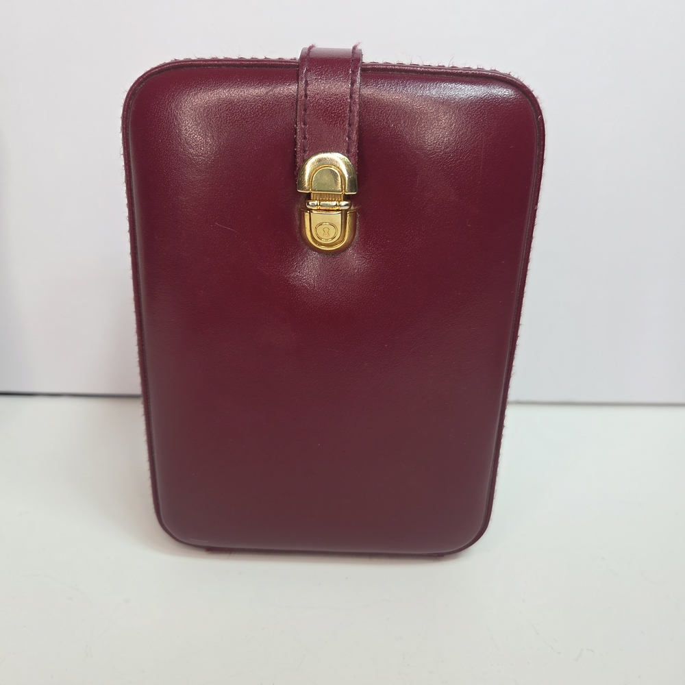 WOLF burgundy jewelry case with gold clasp
